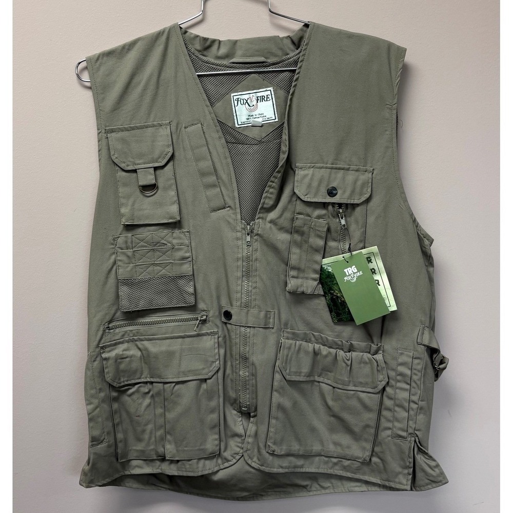 Fox Fire Ultimate Vest Mens Large Khaki Cotton Multi Pocket Utility Fishing New